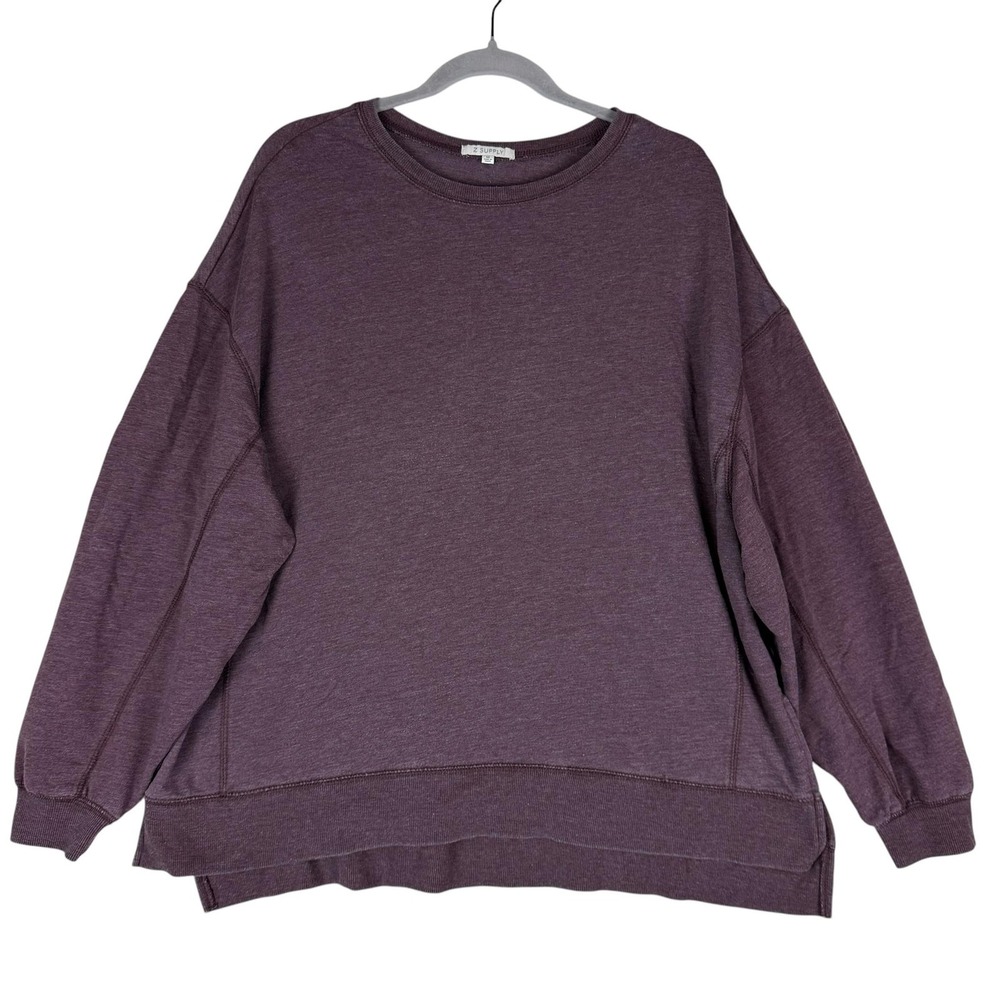 Z SUPPLY Sweatshirt Womens Medium Purple Crewneck Oversized Raglan Pullover